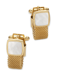 Mother of Pearl Mesh Wrap Cufflinks - Gold