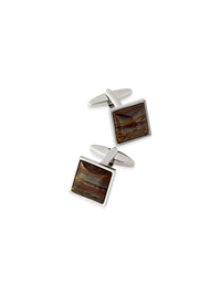 Semi Precious Square Cufflinks - Brown Multi