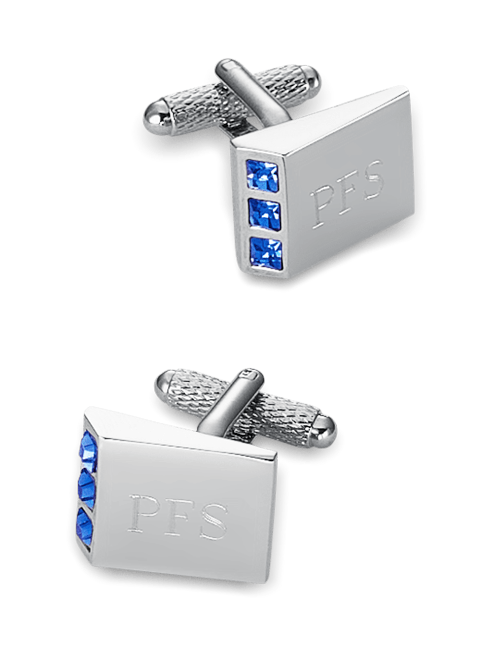 Product Image of Crystal Side Engravable Cufflinks-Blue