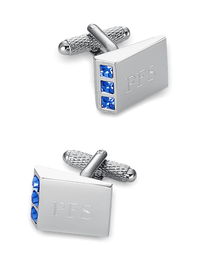 Crystal Side Engravable Cufflinks - Blue