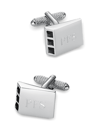 Crystal Side Engravable Cufflinks - Black