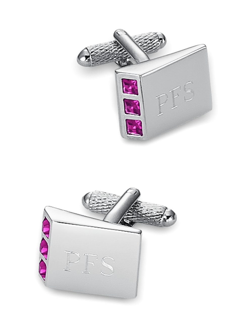 Product Image of Crystal Side Engravable Cufflinks-Purple