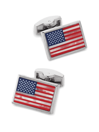 Semi Precious Stone American Flag Cufflinks - Red/white/blue