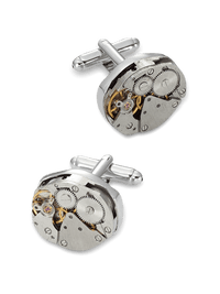 Oval Watch Movement Cufflinks - Silver/gold