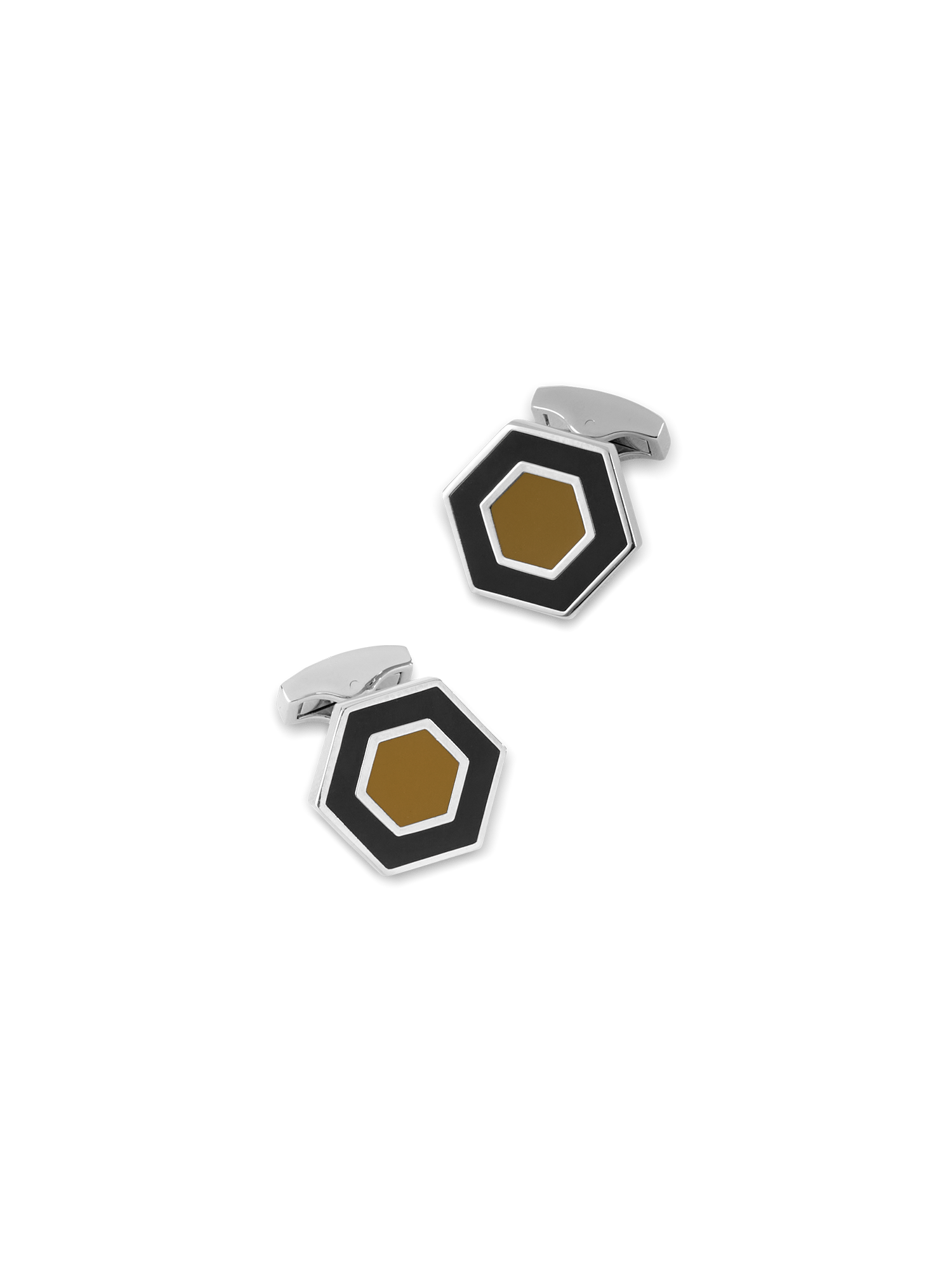 Enamel Hexagon Cufflinks - Black/tan
