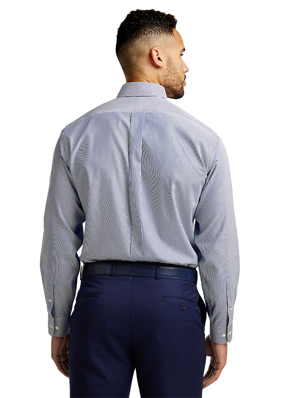 paul fredrick men's classic fit non-iron cotton stripe dress shirt Non-Iron Cotton Stripe Dress Shirt With Contrast Trim