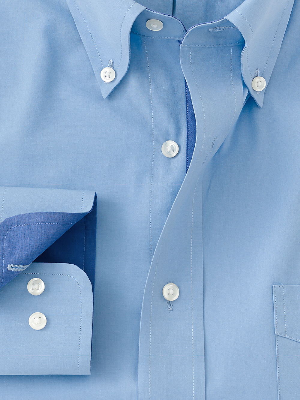 Alternate Image of Pure Cotton Solid Dress Shirt With Contrast Trim-1
