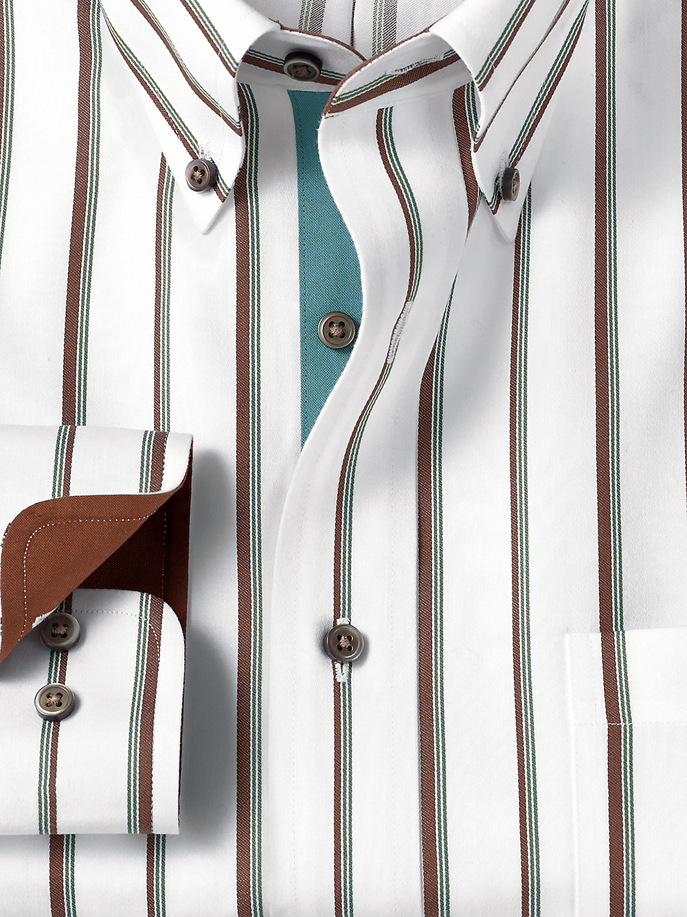 Alternate Image of Non-iron Cotton Stripe Dress Shirt With Contrast Trim-1