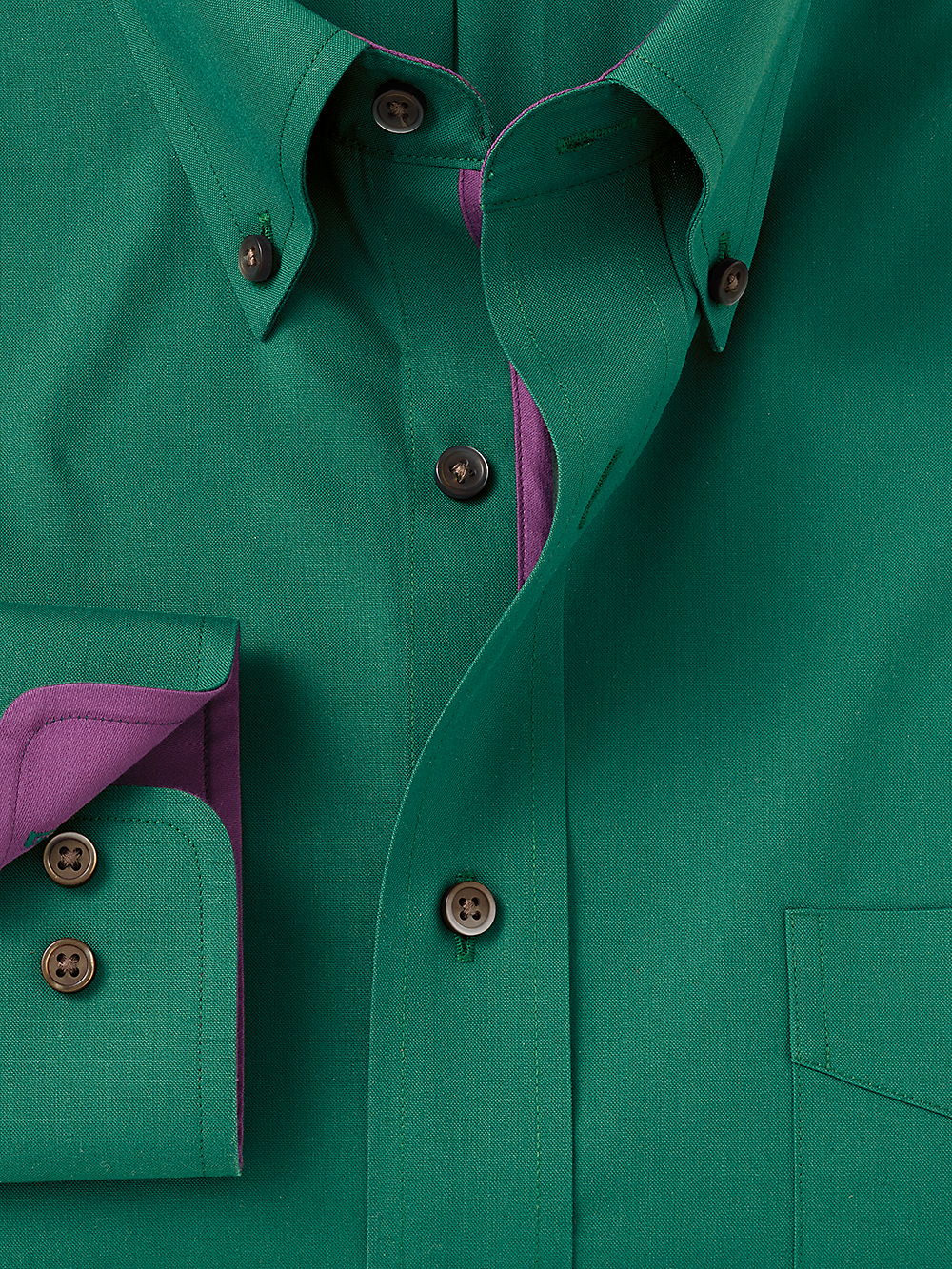 Alternate Image of Non-iron Cotton Solid Dress Shirt With Contrast Trim-1