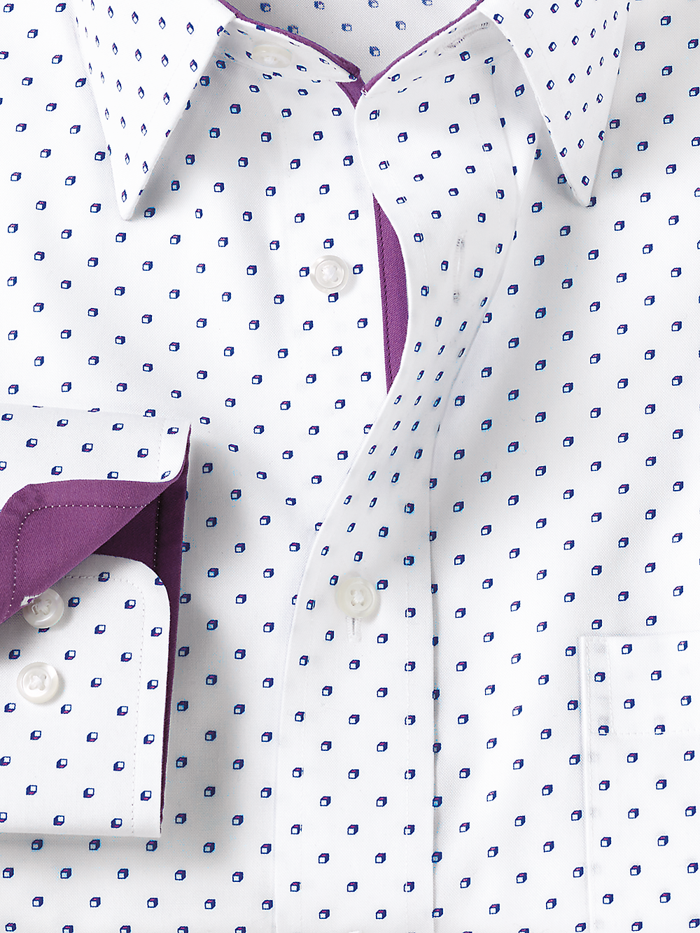 Alternate Image of Non-iron Cotton Mini Box Print Dress Shirt With Contrast Trim-2