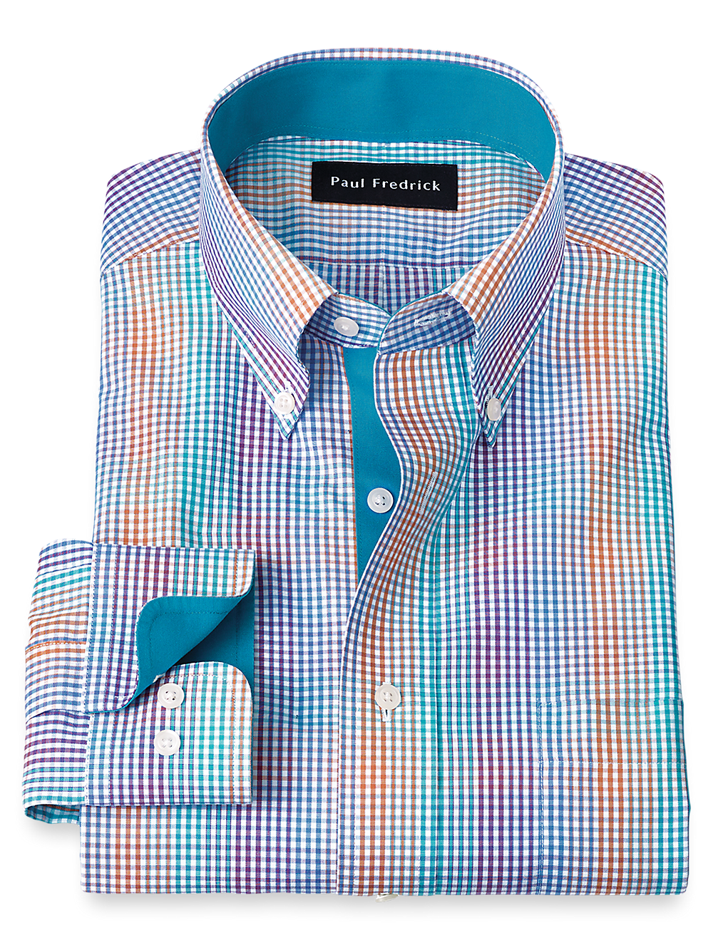 Teal Madison Check Leeward No Tuck Dress Shirt - Mizzen+Main