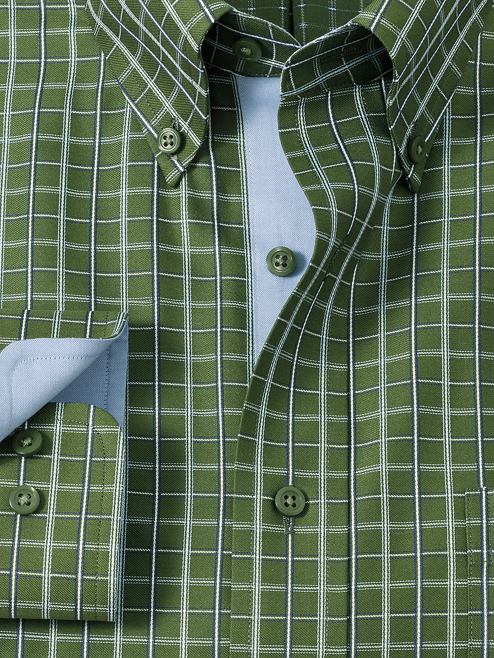 Psycho Bunny Green Plaid Button Up Non-Iron Cotton Windowpane Dress Shirt With Contrast Trim Green Paul Fredrick Psycho Bunny Green Plaid Button Up Non-Iron Cotton Windowpane Dress Shirt With Contrast Trim Green Paul Fredrick