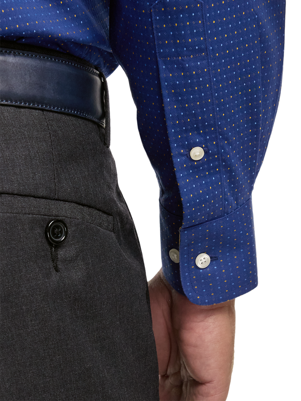 Alternate Image of Comfort Stretch Non-iron Dot Dress Shirt With Contrast Trim-3