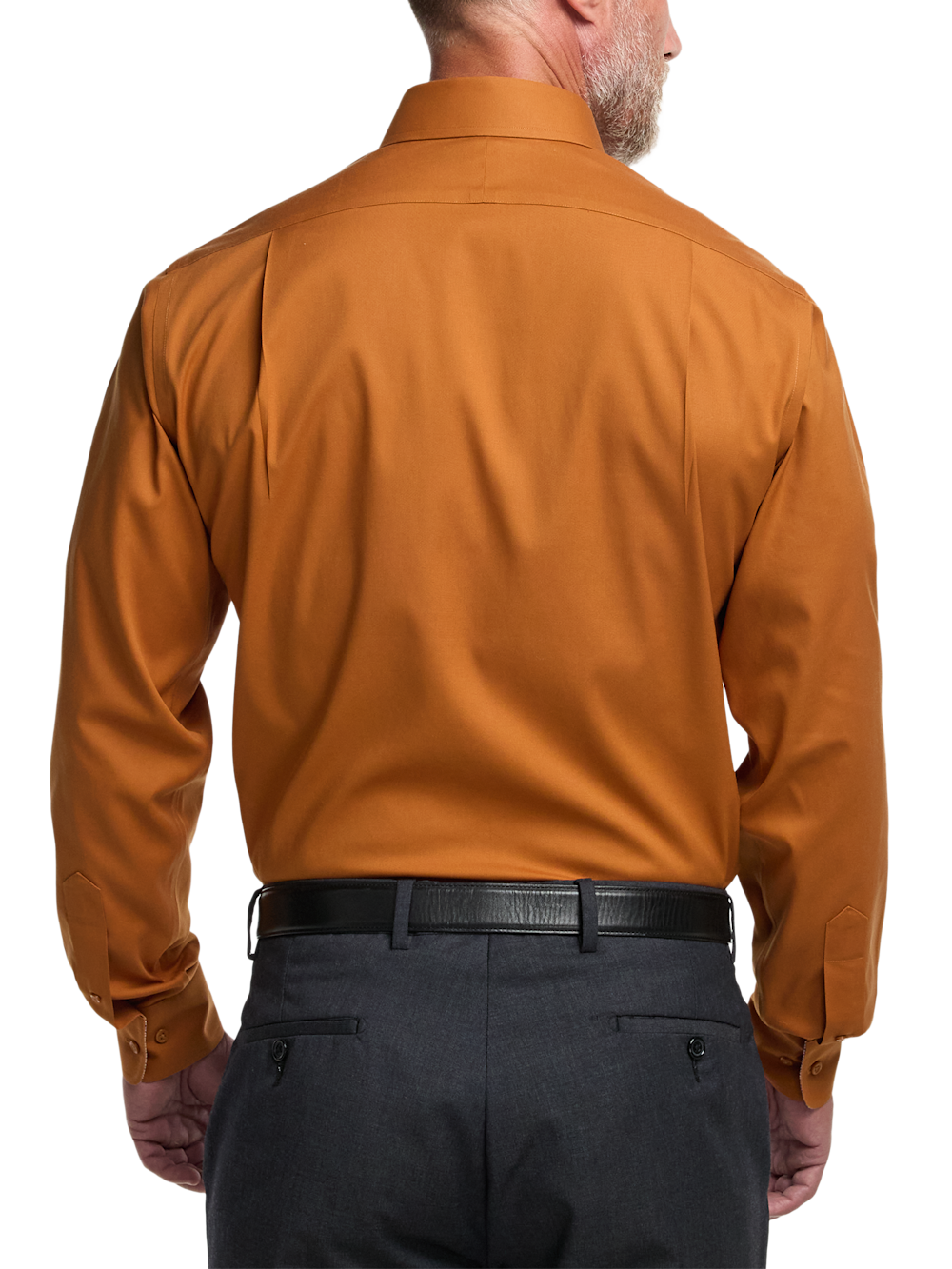 rust dress shirt Comfort Stretch Non-Iron Solid Dress Shirt With Contrast Trim - Rust