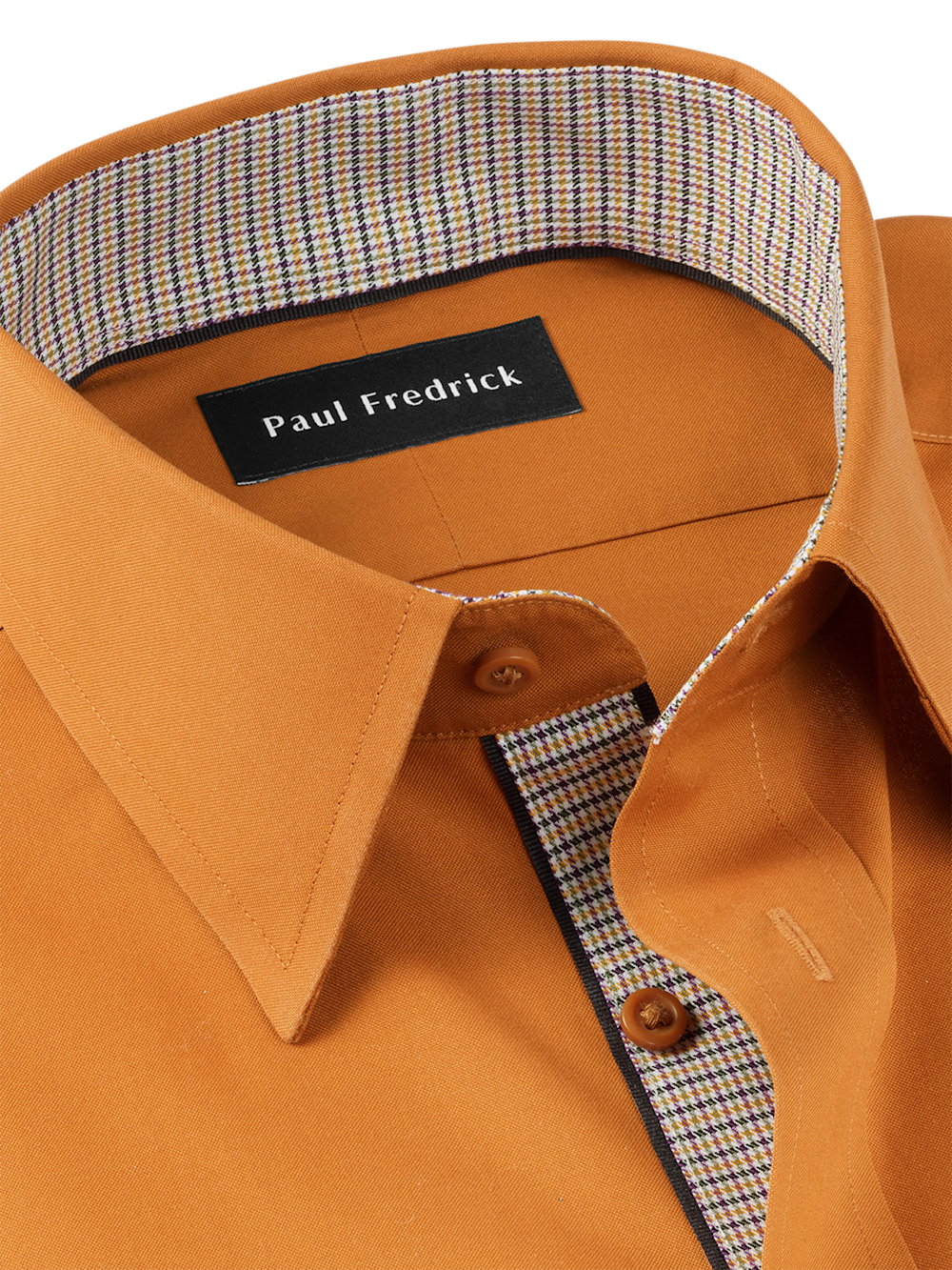 Comfort Stretch Non-Iron Solid Dress Shirt With Contrast Trim - Rust - Classic Fit / 15 / 32 Comfort Stretch Non-Iron Solid Dress Shirt With Contrast Trim - Rust - Classic Fit / 15 / 32
