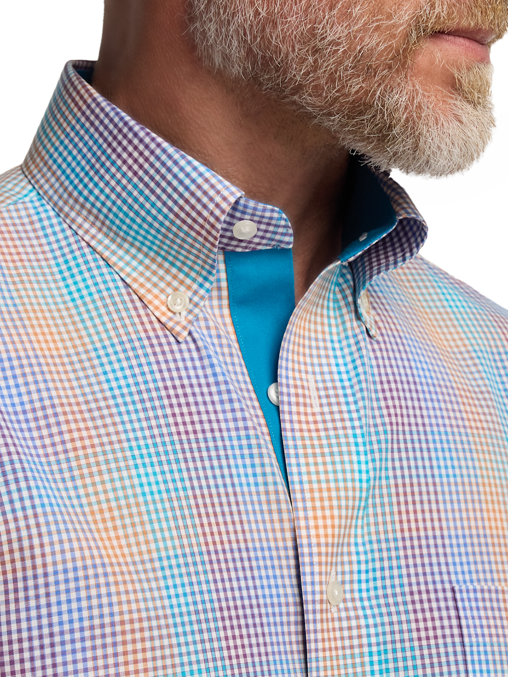 tattersall dress shirts Proper Cloth Men's Blue and Lavender Tattersall Performance Blend Custom Dress Shirt