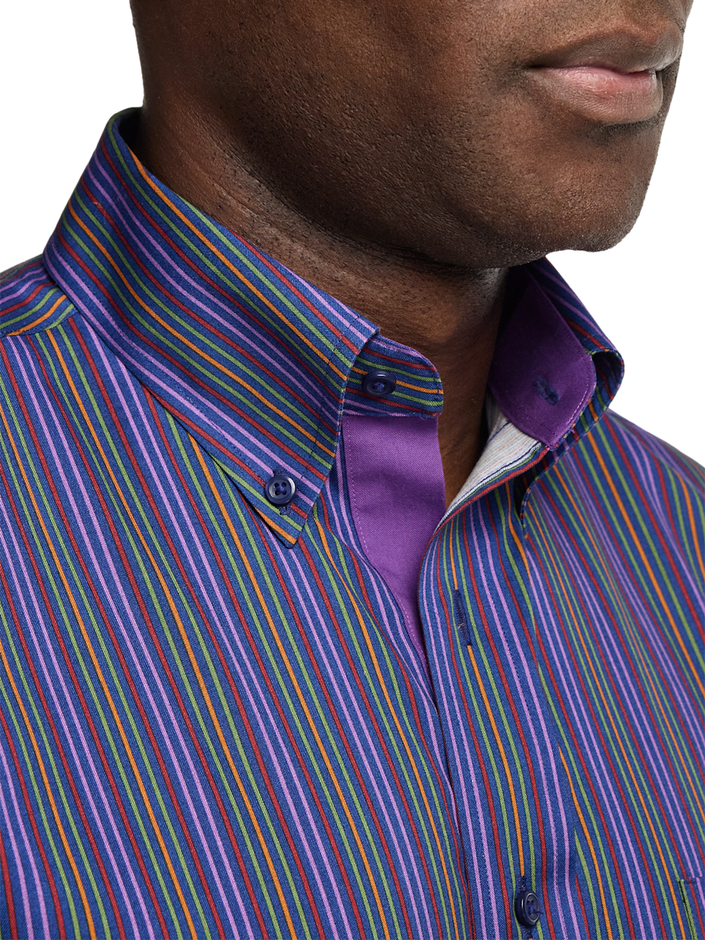 Alternate Image of Comfort Stretch Non-iron Stripe Dress Shirt With Contrast Trim-2