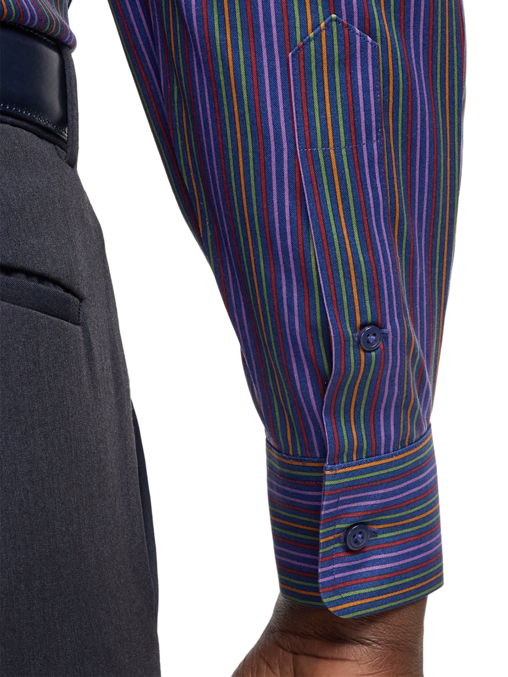 Alternate Image of Comfort Stretch Non-iron Stripe Dress Shirt With Contrast Trim-3