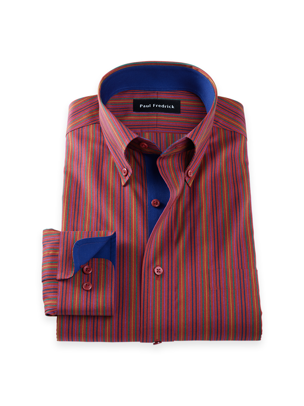 Product Image of Comfort Stretch Non-iron Stripe Dress Shirt With Contrast Trim-Multi