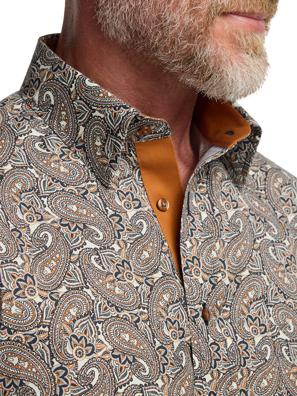 Comfort Stretch Non-Iron Paisley Dress Shirt With Contrast Trim - Multi - Classic Fit / 15 / 32 Comfort Stretch Non-Iron Paisley Dress Shirt With Contrast Trim - Multi - Classic Fit / 15 / 32