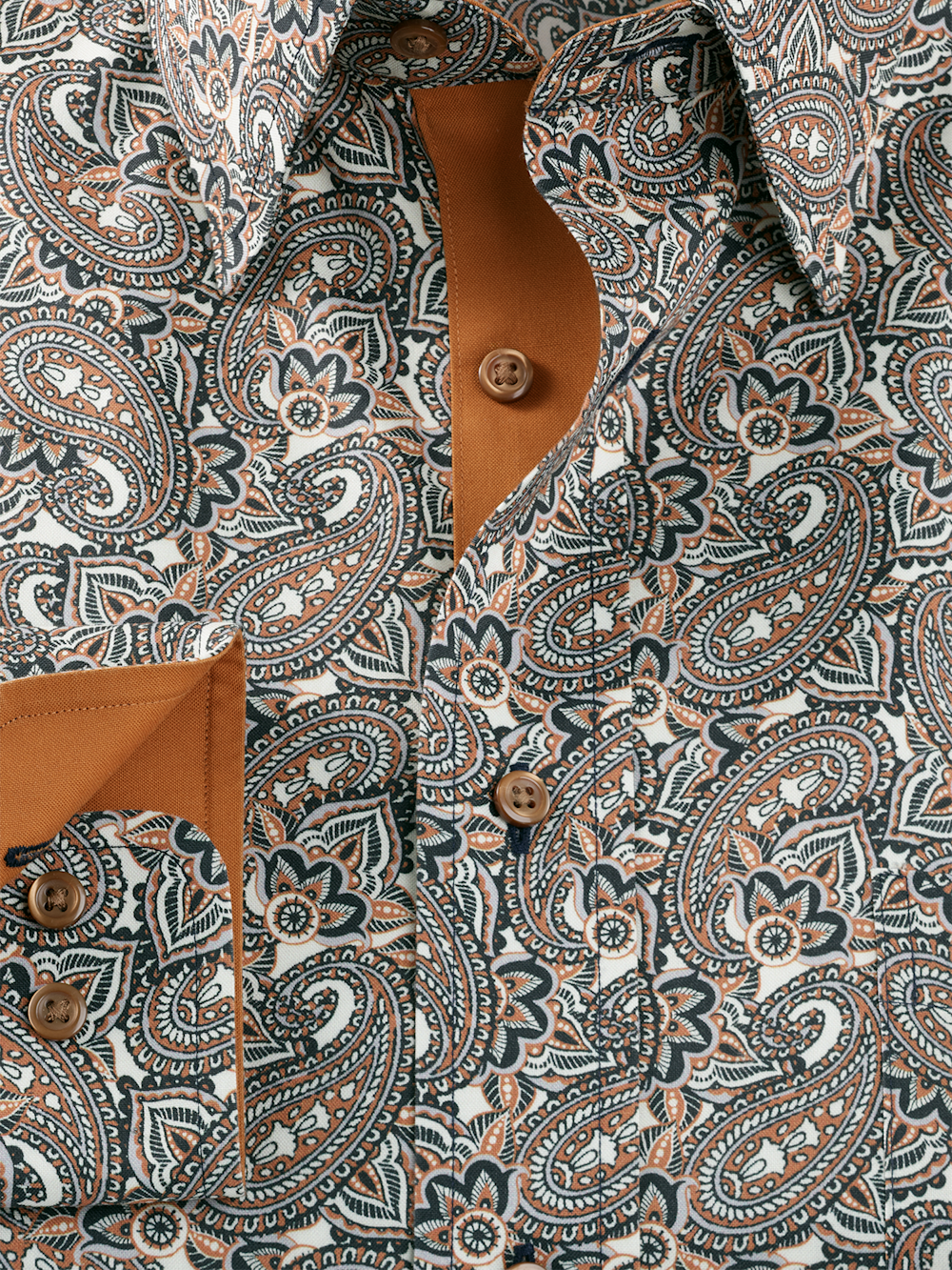 Alternate Image of Comfort Stretch Non-iron Paisley Dress Shirt With Contrast Trim-5