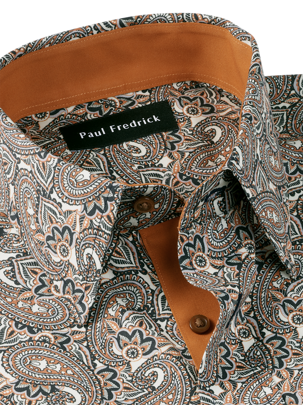 dress shirt print Comfort Stretch Non-Iron Paisley Dress Shirt With Contrast Trim