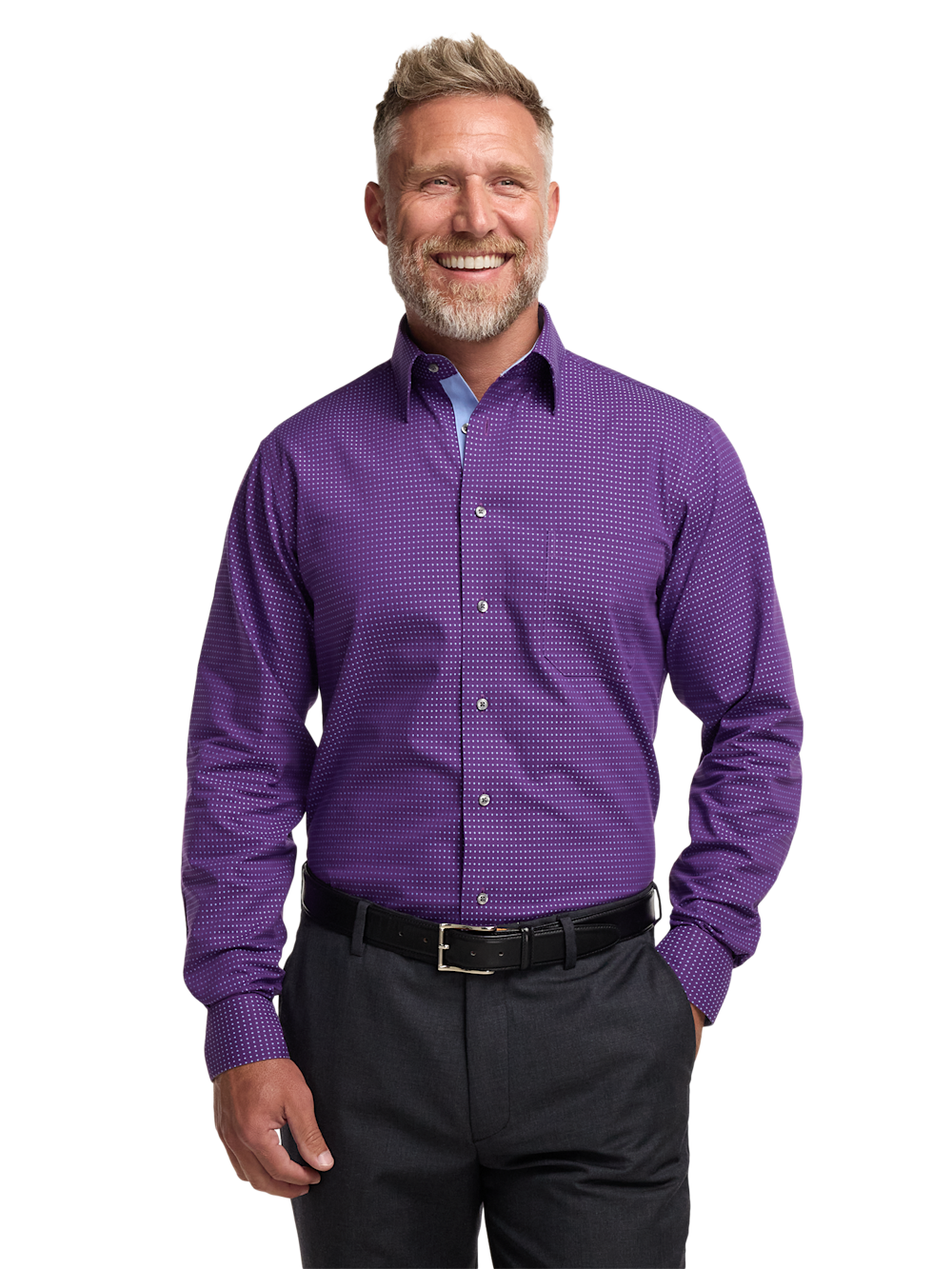 Alternate Image of Comfort Stretch Non-iron Dot Dress Shirt With Contrast Trim-1
