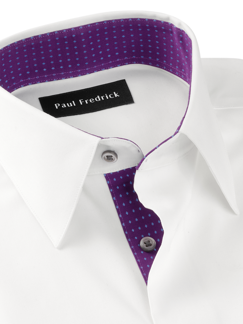 Paul Fredrick Men's Classic Fit Non-Iron Cotton Dress Shirt - Poplin Weave, Button-Down Collar, Solid Color