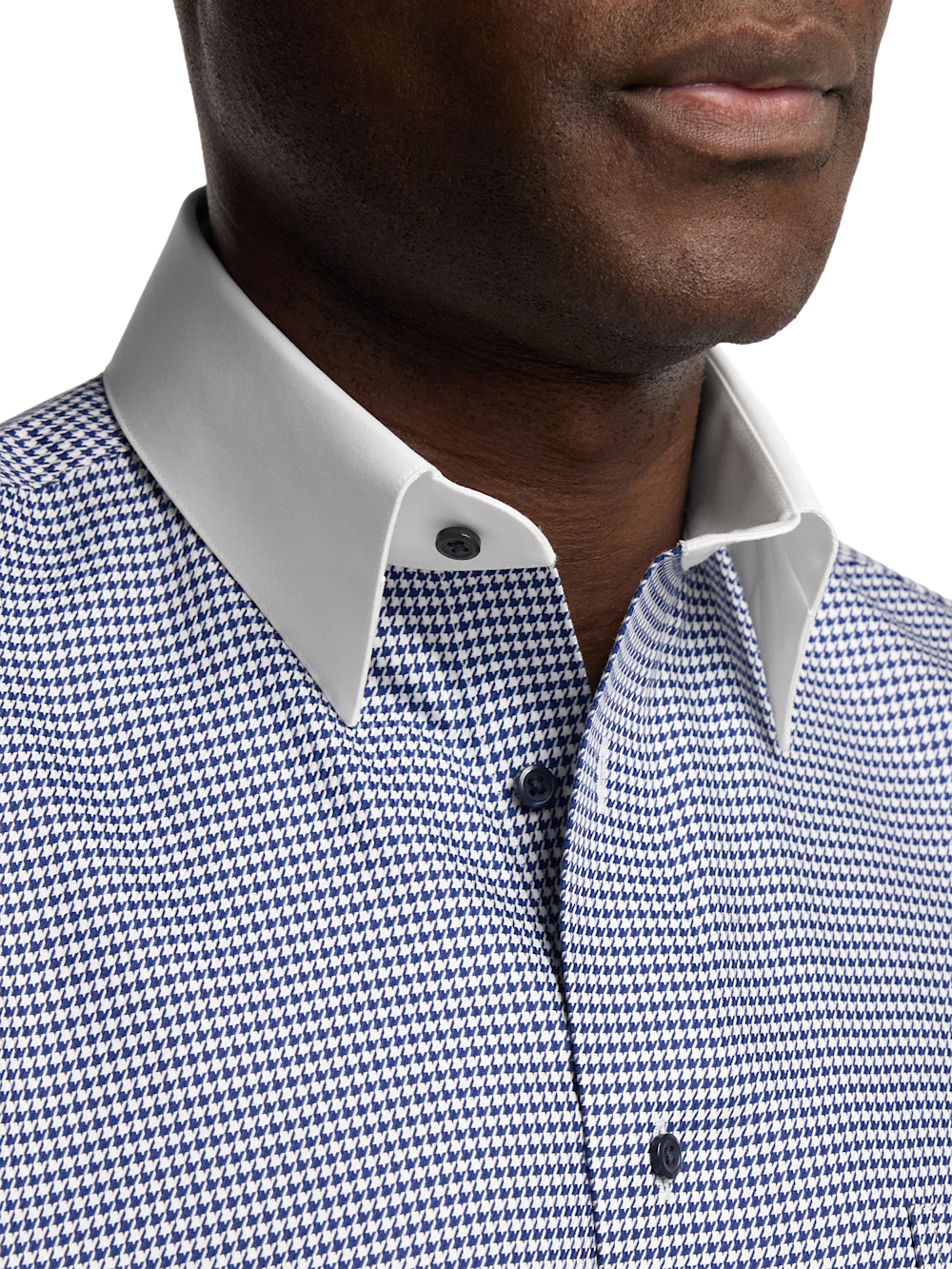 houndstooth mens dress shirt Houndstooth Long Sleeve Men Button up Shirt, Pattern Black White Print Dress Buttoned Collar Dress Shirt With Chest Pocket