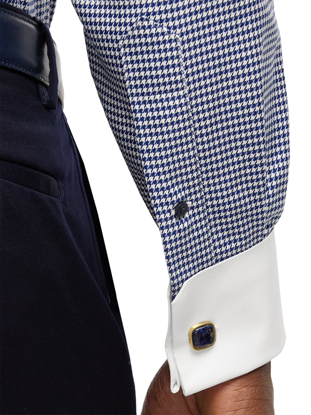 blue houndstooth dress shirt Tailored Fit Blue Houndstooth Non Iron Men's Dress Shirt Wilkes & Riley, LLC