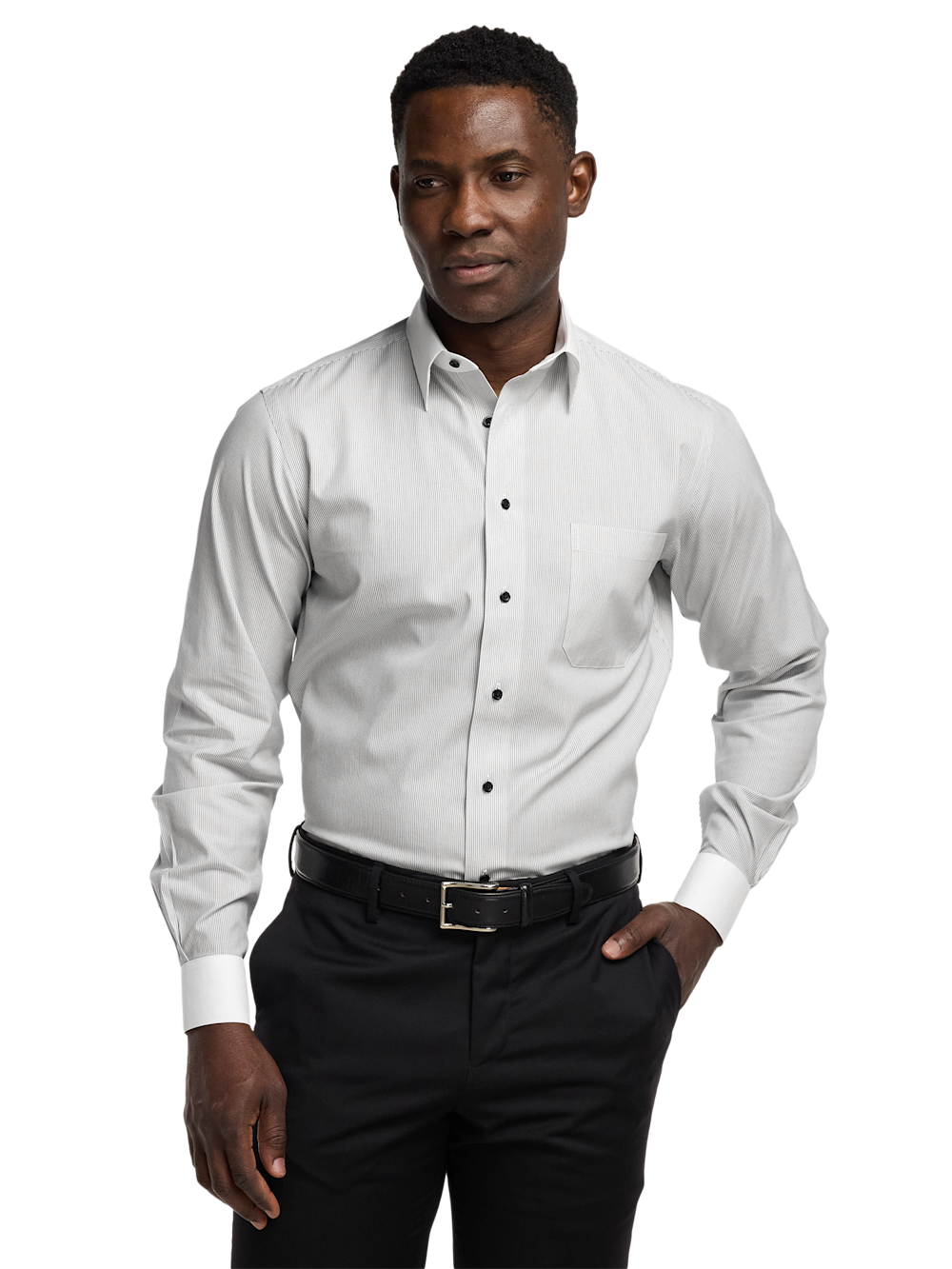 Alternate Image of Comfort Stretch Non-iron Stripe Dress Shirt-1