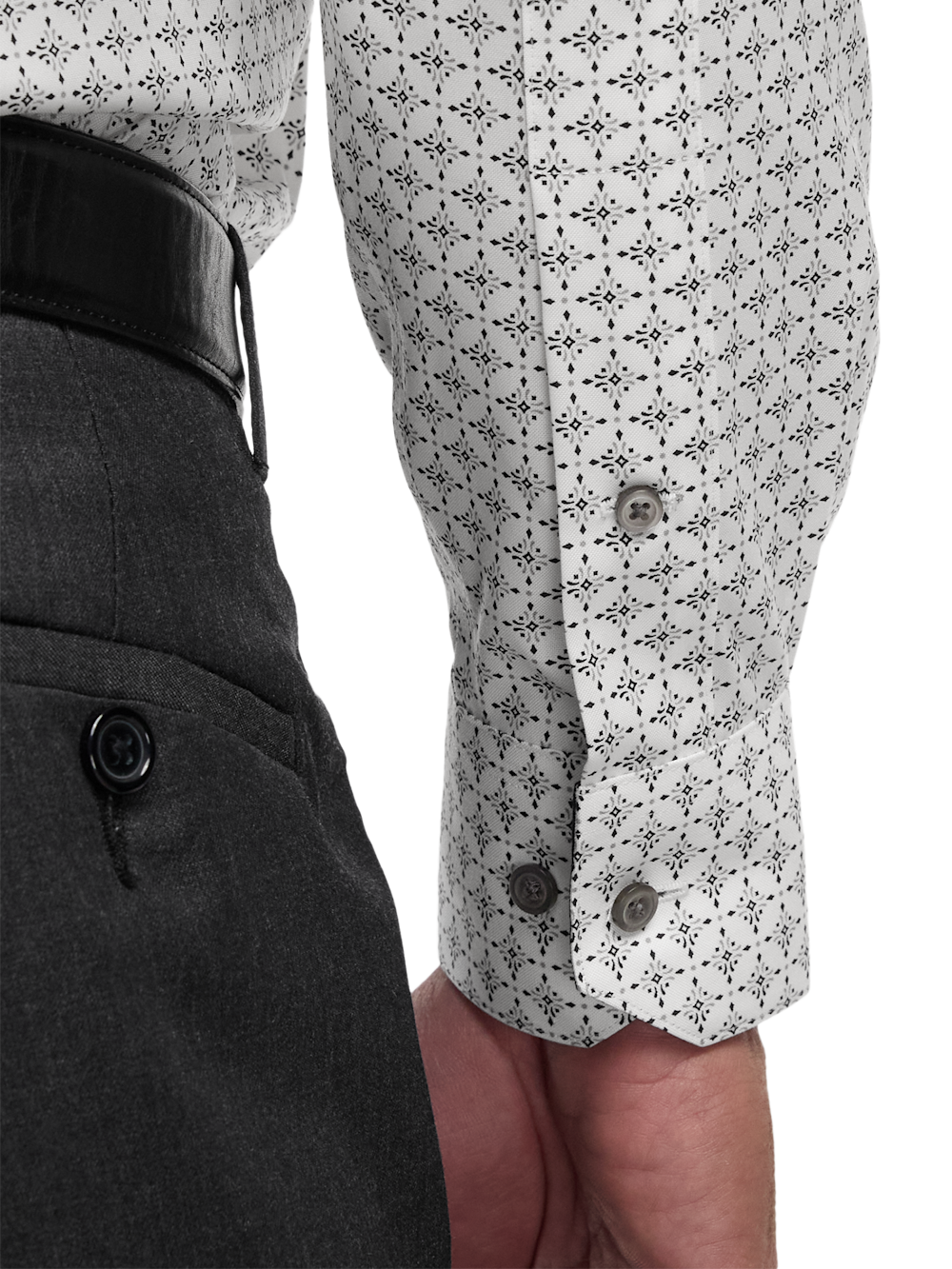 Alternate Image of Comfort Stretch Non-iron Geometric Dress Shirt With Contrast Trim-3