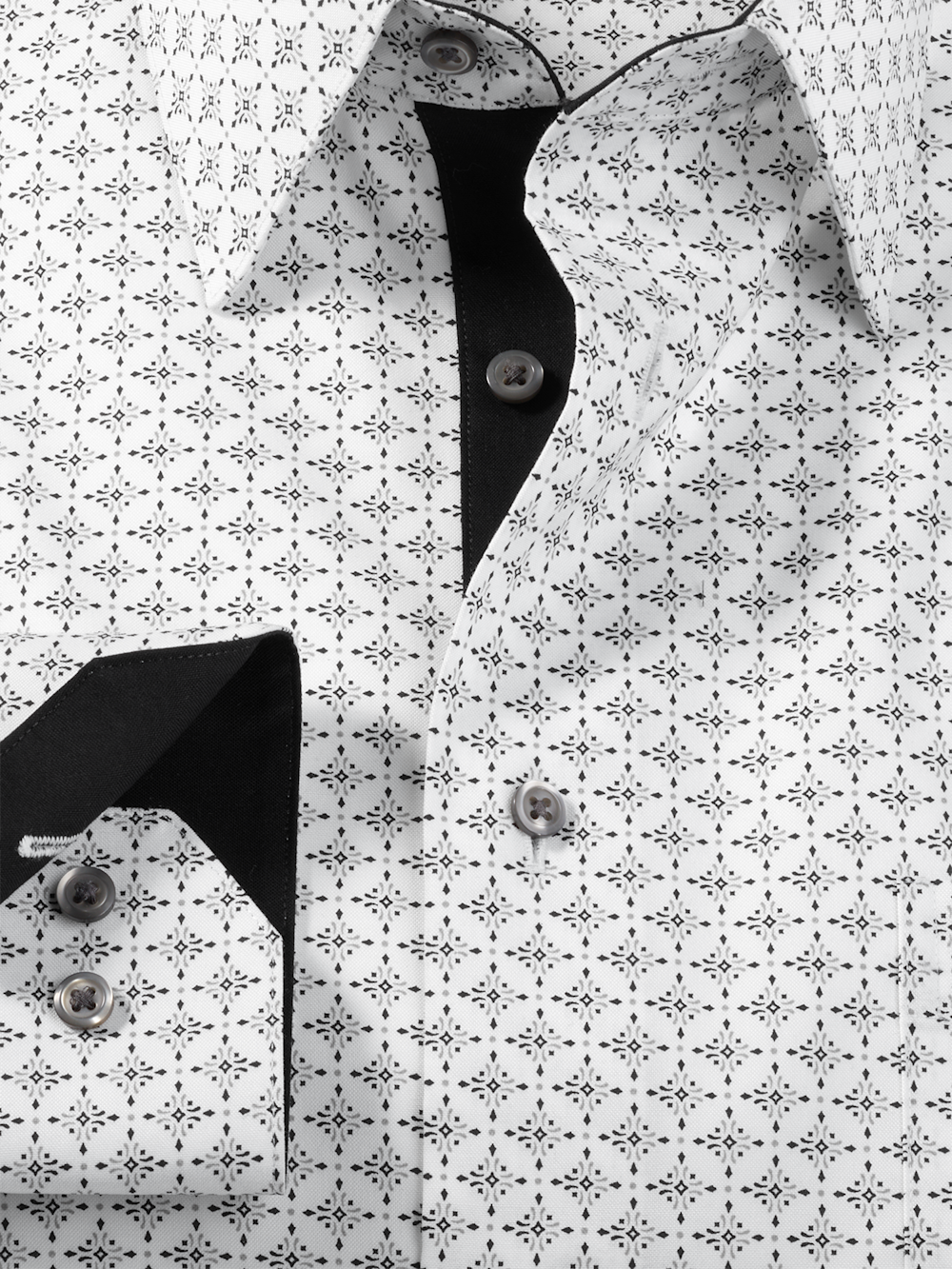 Alternate Image of Comfort Stretch Non-iron Geometric Dress Shirt With Contrast Trim-5