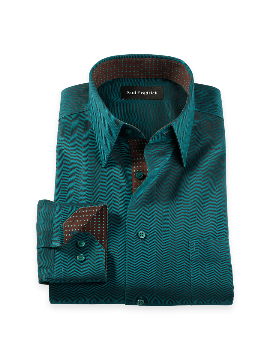 fitted lace wedding dress Wilkes & Riley Herringbone Dress Shirts – Ted's Clothiers main image 1