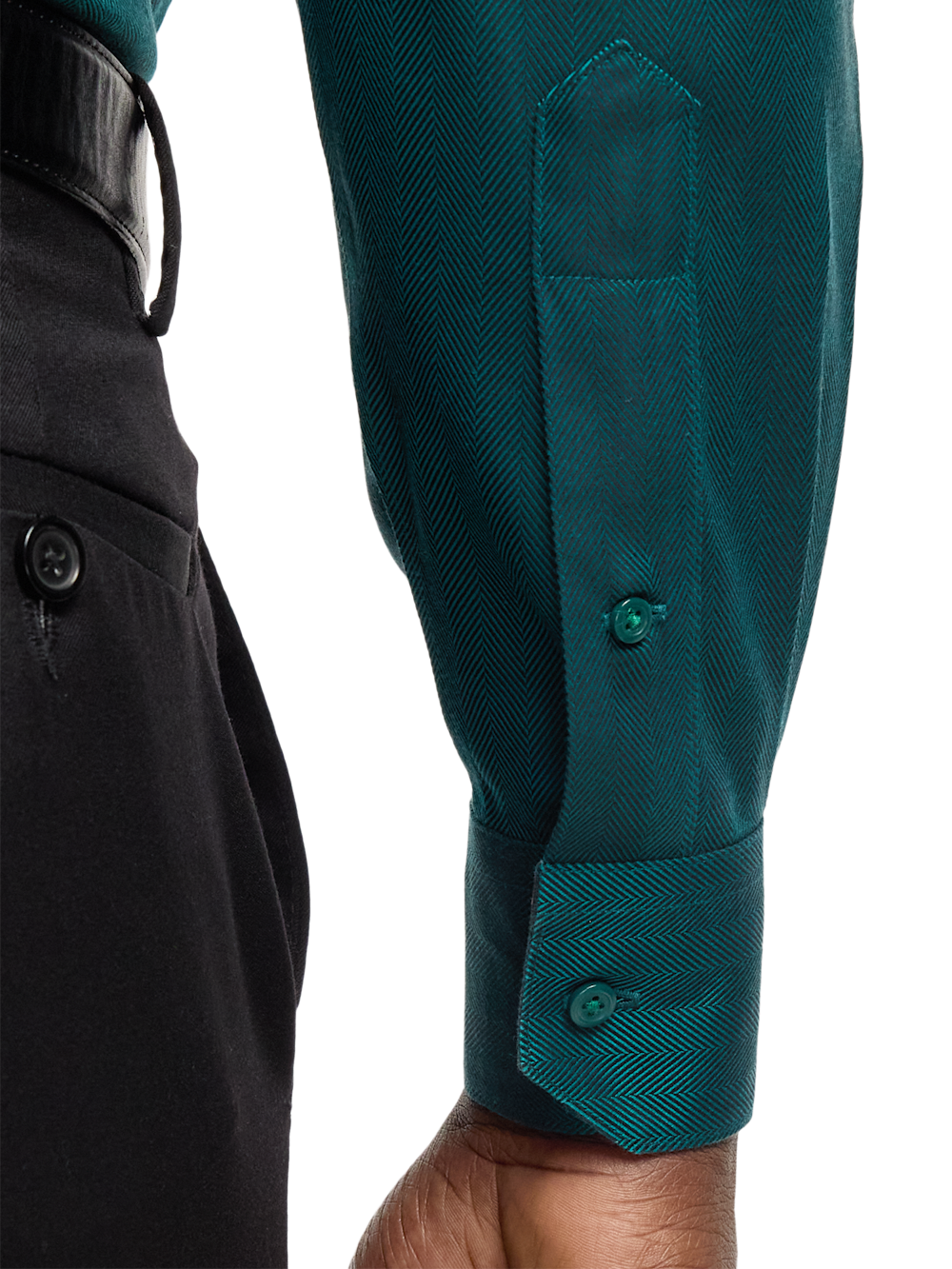 Alternate Image of Comfort Stretch Non-iron Herringbone Dress Shirt With Contrast Trim-3