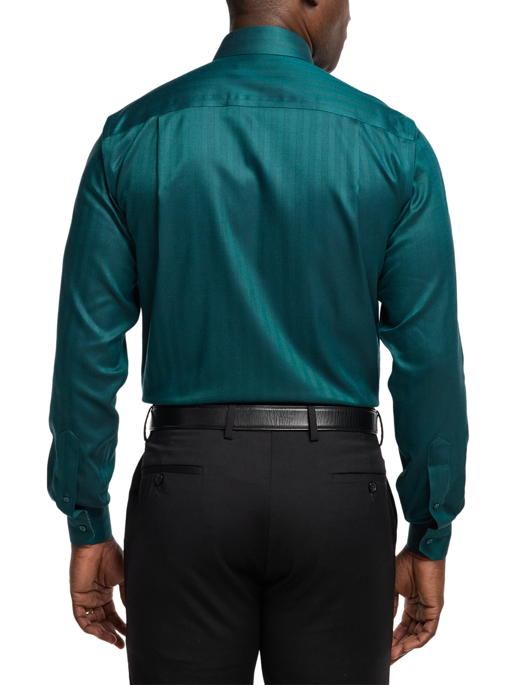 Alternate Image of Comfort Stretch Non-iron Herringbone Dress Shirt With Contrast Trim-4