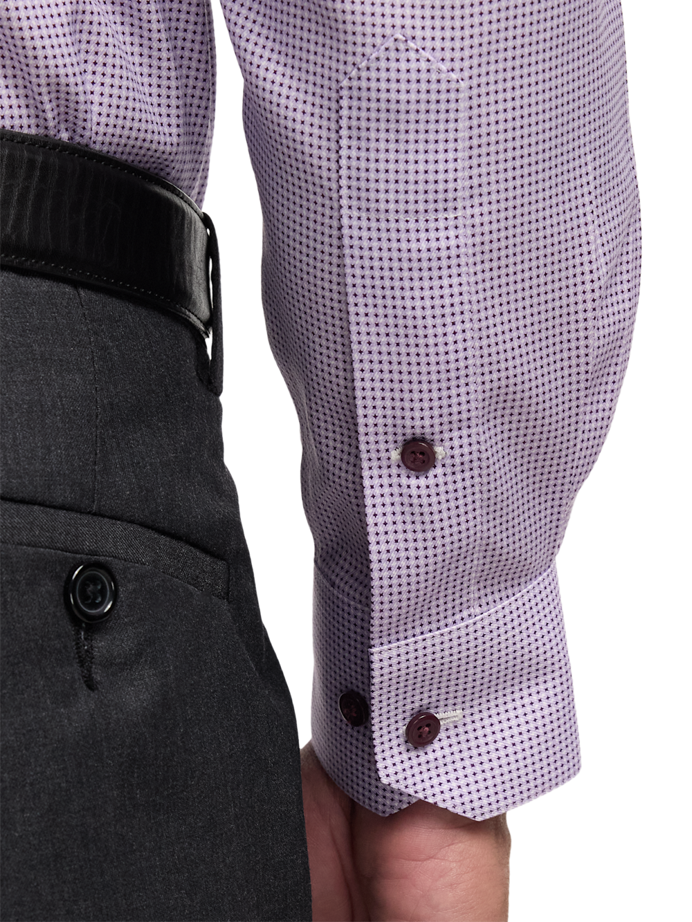 Alternate Image of Comfort Stretch Non-iron Geometric Dress Shirt With Contrast Trim-3