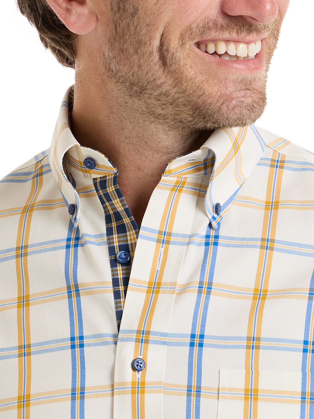 Alternate Image of Comfort Stretch Non-iron Windowpane Dress Shirt With Contrast Trim-2