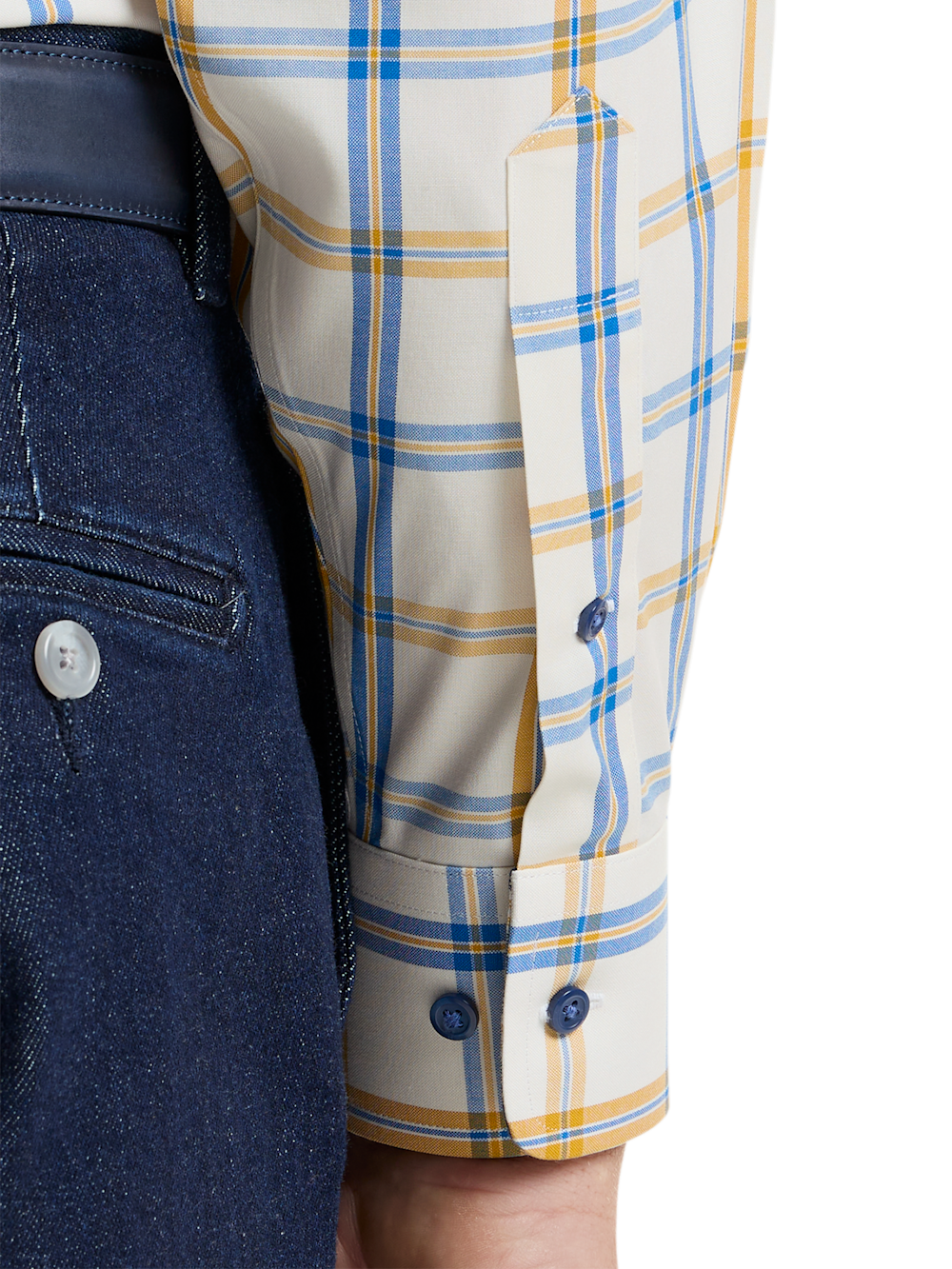 Alternate Image of Comfort Stretch Non-iron Windowpane Dress Shirt With Contrast Trim-3