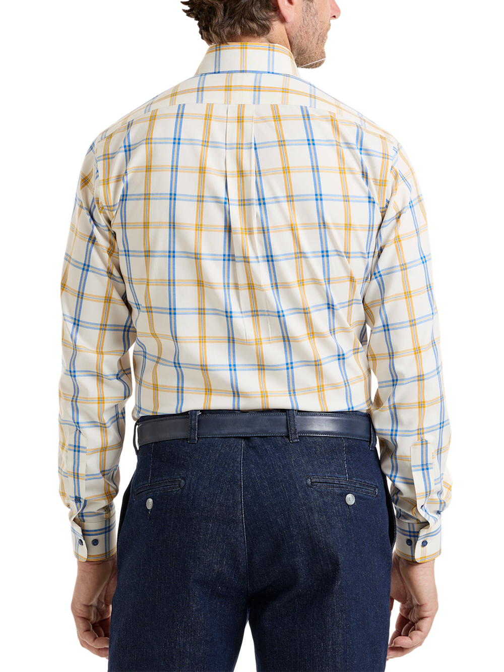 Alternate Image of Comfort Stretch Non-iron Windowpane Dress Shirt With Contrast Trim-4
