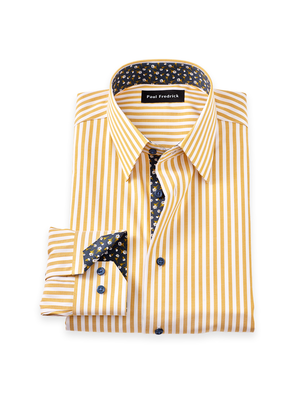 Men's Gold/Navy Stripe Shirts Trim Inside Neckband  Inside Cuffs  Button Side Of Placket
