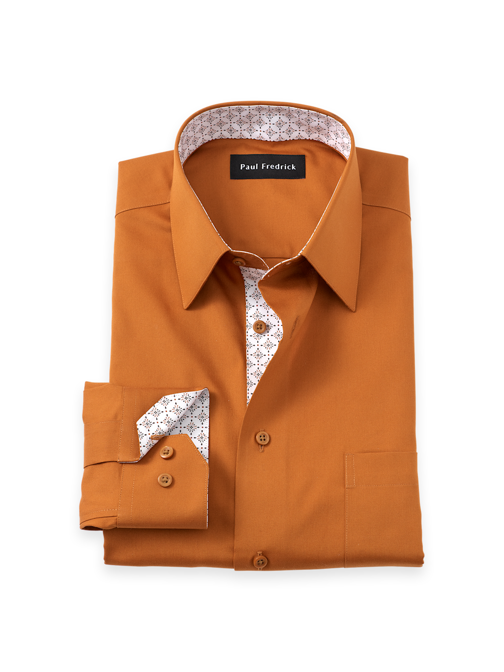 Men's Rust Solid Shirts Trim Inside Neckband  Inside Cuffs  Button Side Of Placket