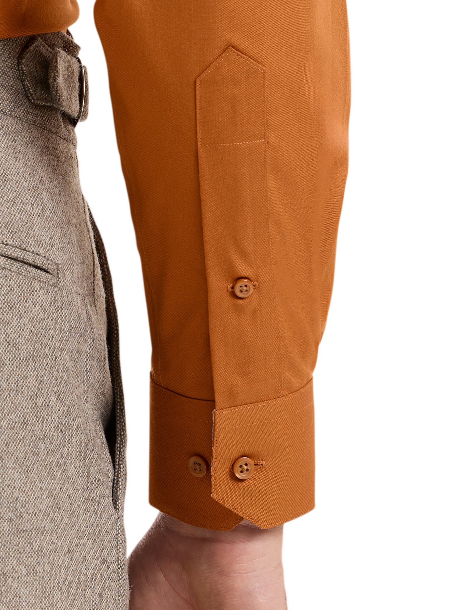 Non-Iron Cotton Solid Dress Shirt With Contrast Trim - Rust