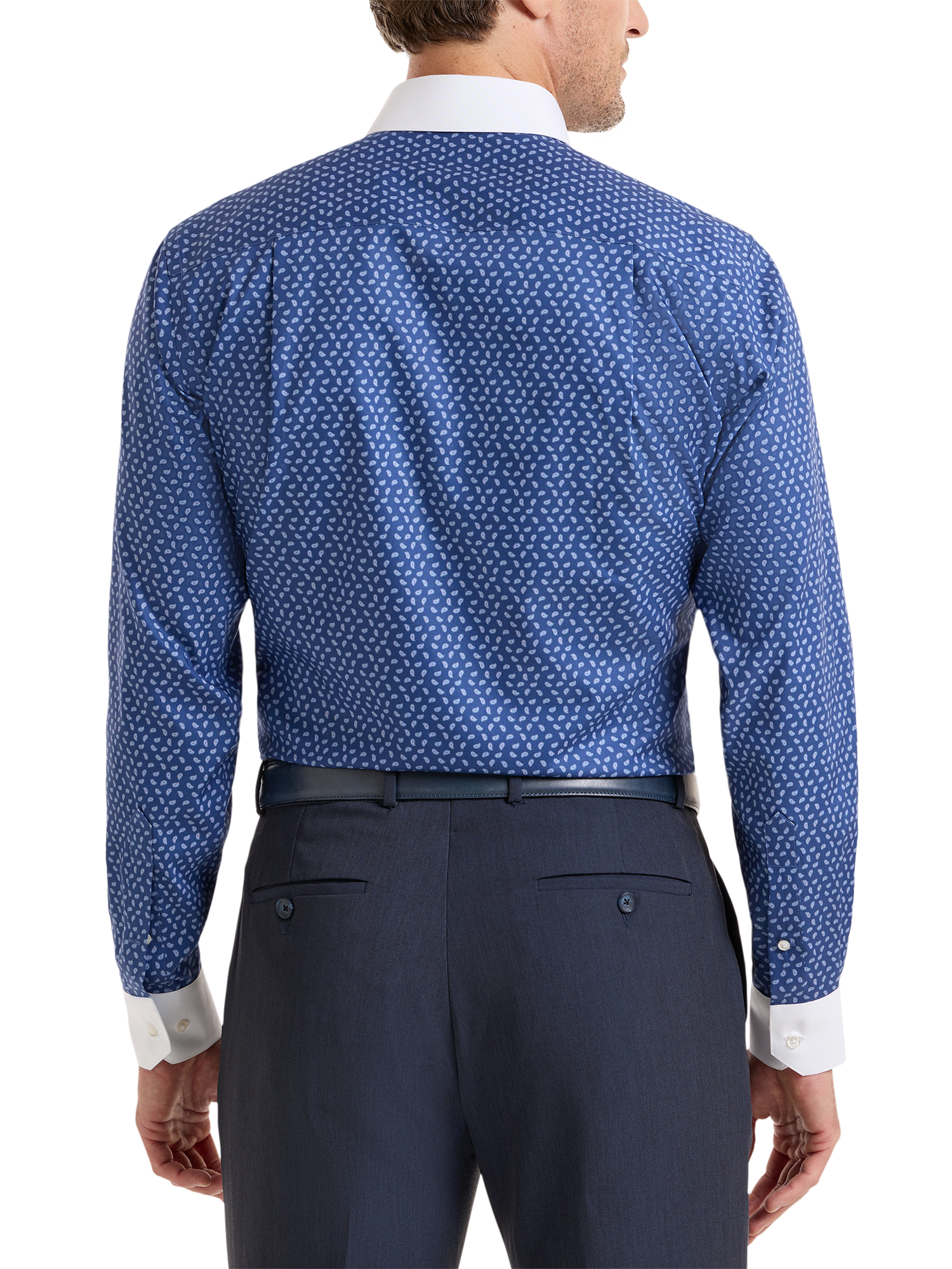 Non-Iron Cotton Paisley Dress Shirt - Navy