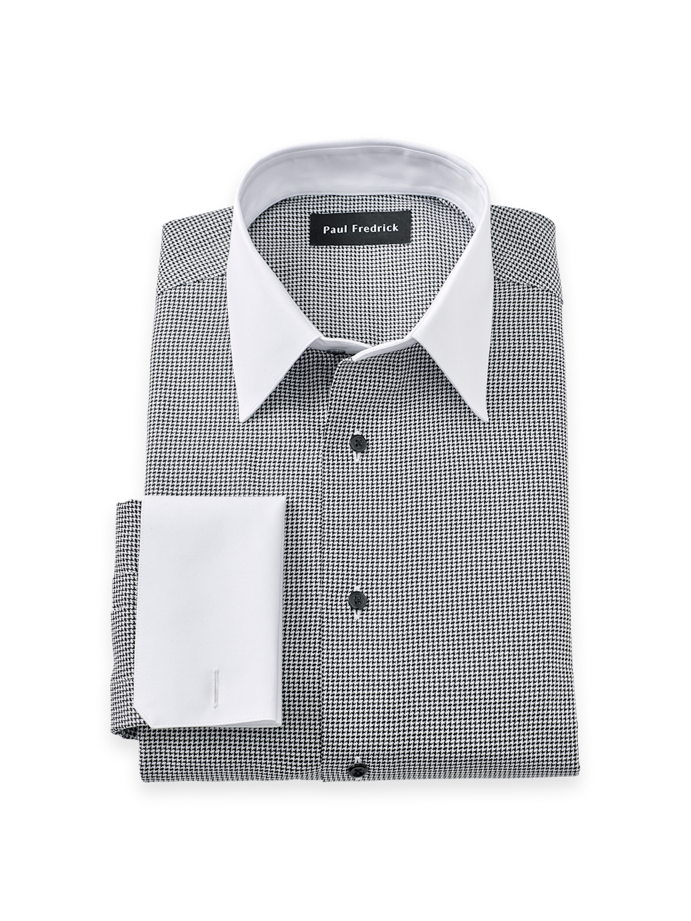 Men's Black Houndstooth Shirts No Trim Detail