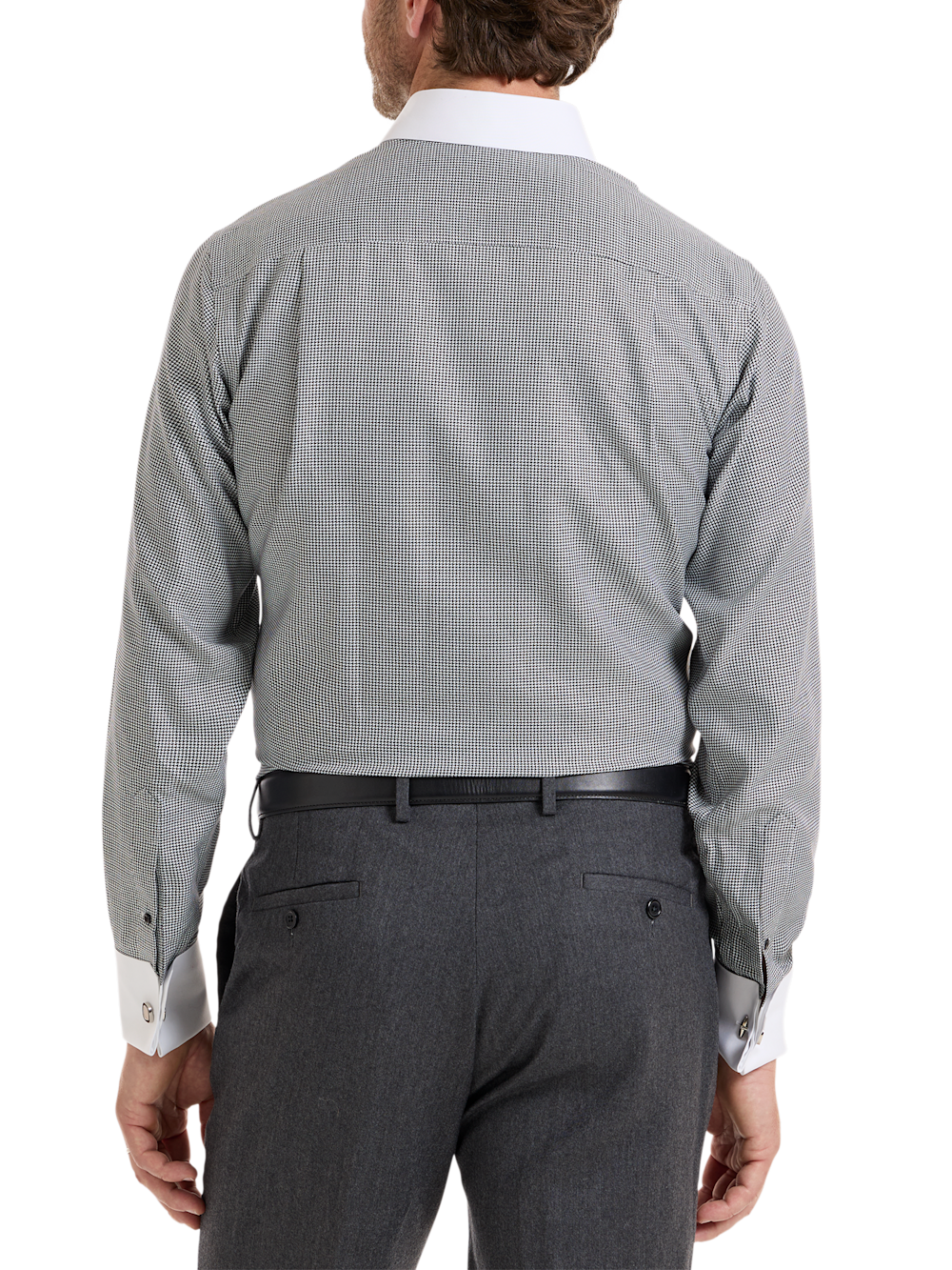 Alternate Shot of Men's Black Houndstooth Shirts No Trim Detail - 4