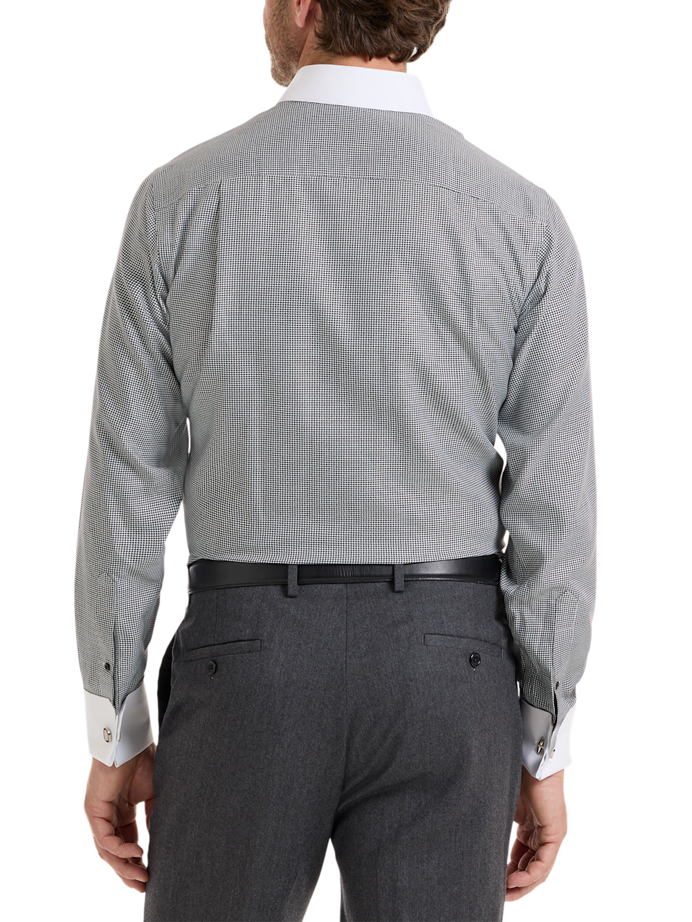 Alternate Shot of Men's Black Houndstooth Shirts No Trim Detail - 4