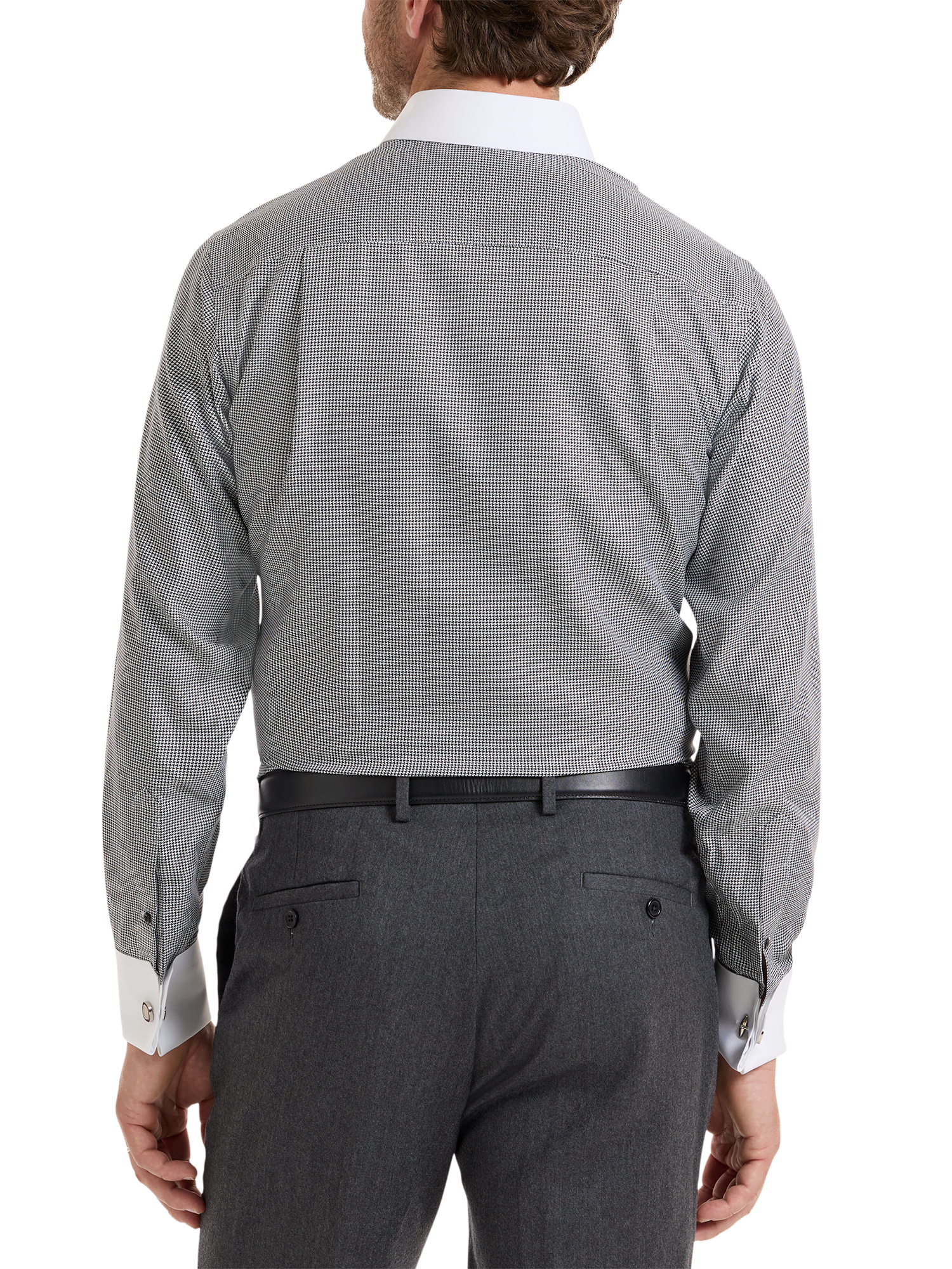 Non-Iron Cotton Houndstooth Dress Shirt - Black