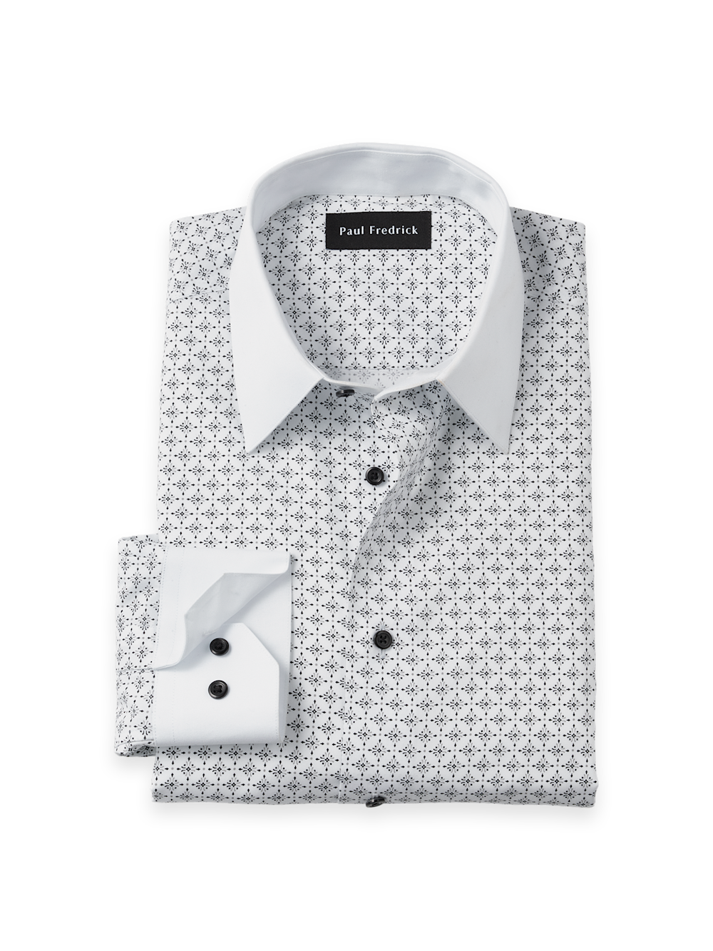 Men's White/Black Geometric Shirts No Trim Detail