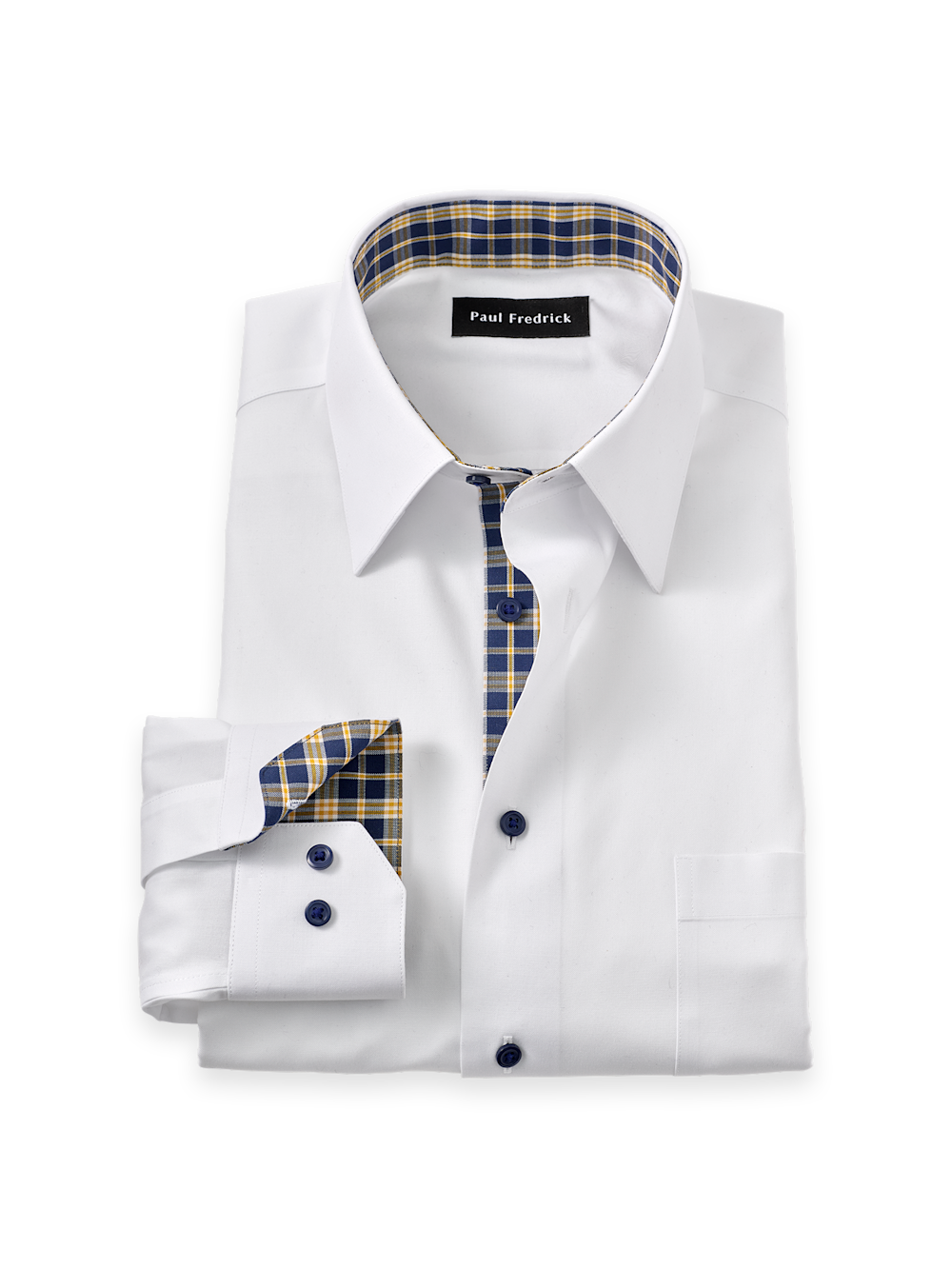 Men's White Multi Solid Shirts Trim Inside Neckband  Inside Cuffs  Button Side Of Placket